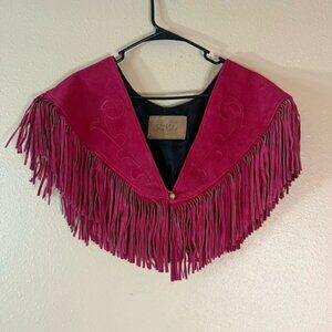 Ben kalton Fringed Pink Suede Shawl
